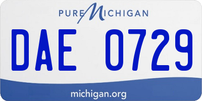 MI license plate DAE0729