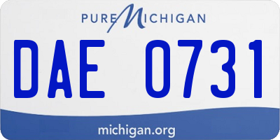 MI license plate DAE0731