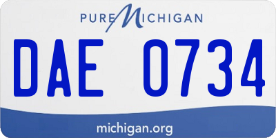 MI license plate DAE0734