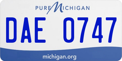 MI license plate DAE0747