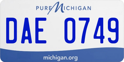 MI license plate DAE0749