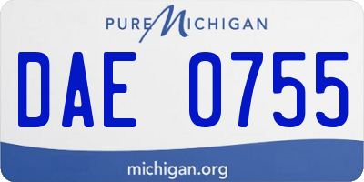 MI license plate DAE0755