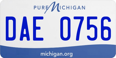 MI license plate DAE0756