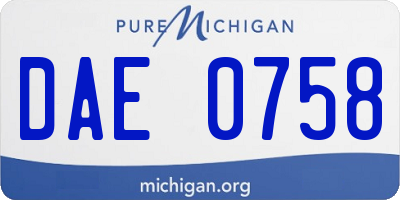 MI license plate DAE0758