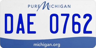 MI license plate DAE0762