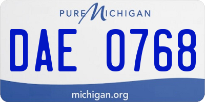 MI license plate DAE0768