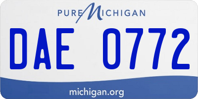 MI license plate DAE0772