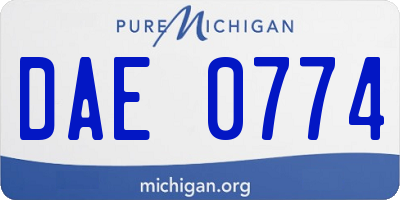 MI license plate DAE0774