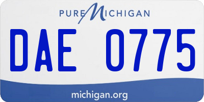 MI license plate DAE0775