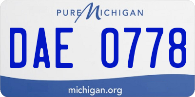 MI license plate DAE0778