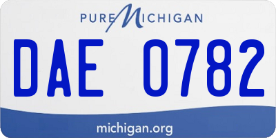 MI license plate DAE0782