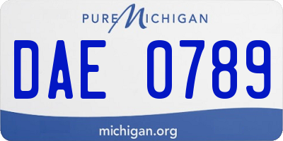 MI license plate DAE0789