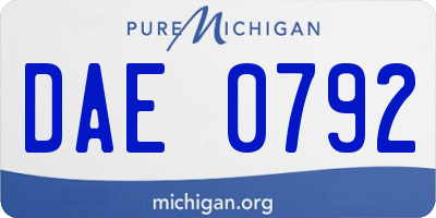 MI license plate DAE0792