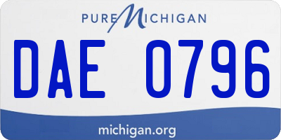 MI license plate DAE0796