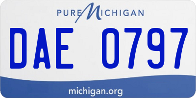 MI license plate DAE0797