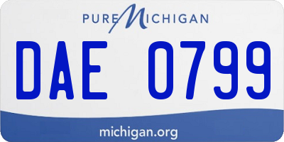 MI license plate DAE0799