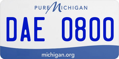 MI license plate DAE0800