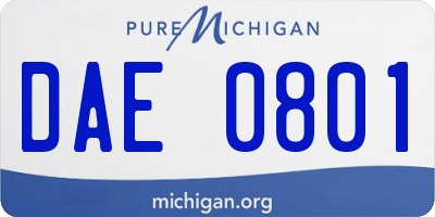 MI license plate DAE0801