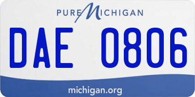 MI license plate DAE0806