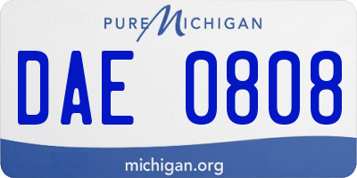 MI license plate DAE0808