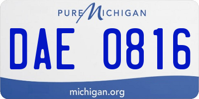 MI license plate DAE0816