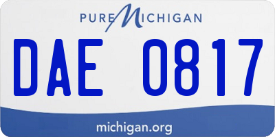 MI license plate DAE0817