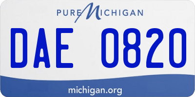 MI license plate DAE0820