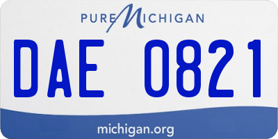 MI license plate DAE0821