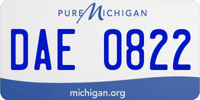 MI license plate DAE0822