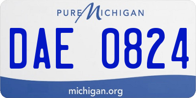 MI license plate DAE0824