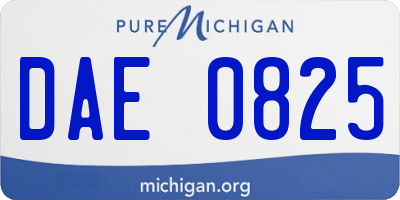 MI license plate DAE0825