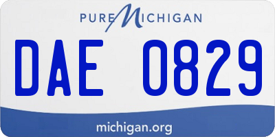 MI license plate DAE0829