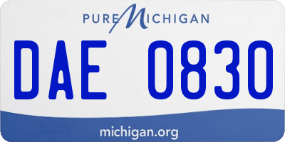 MI license plate DAE0830