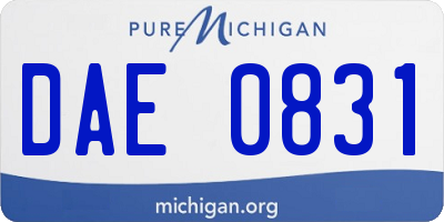 MI license plate DAE0831