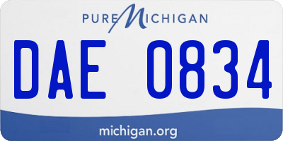 MI license plate DAE0834