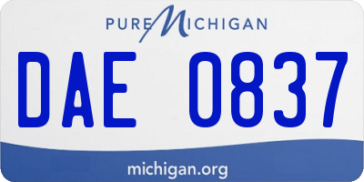 MI license plate DAE0837