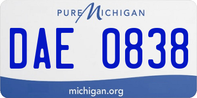 MI license plate DAE0838
