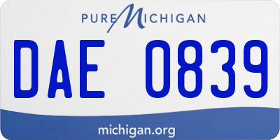 MI license plate DAE0839