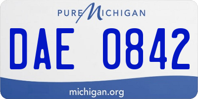 MI license plate DAE0842
