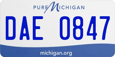 MI license plate DAE0847