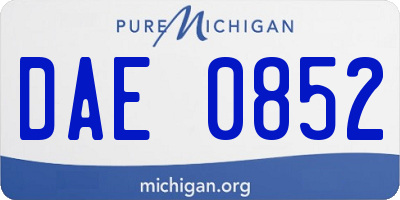 MI license plate DAE0852