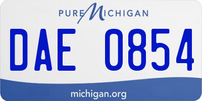 MI license plate DAE0854