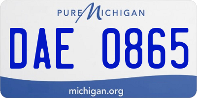 MI license plate DAE0865