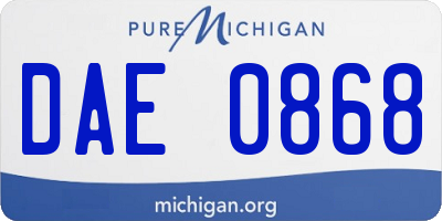 MI license plate DAE0868