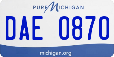 MI license plate DAE0870