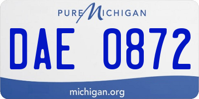 MI license plate DAE0872