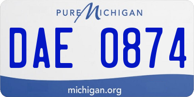 MI license plate DAE0874