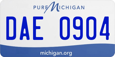 MI license plate DAE0904