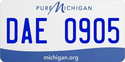 MI license plate DAE0905