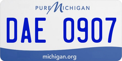 MI license plate DAE0907